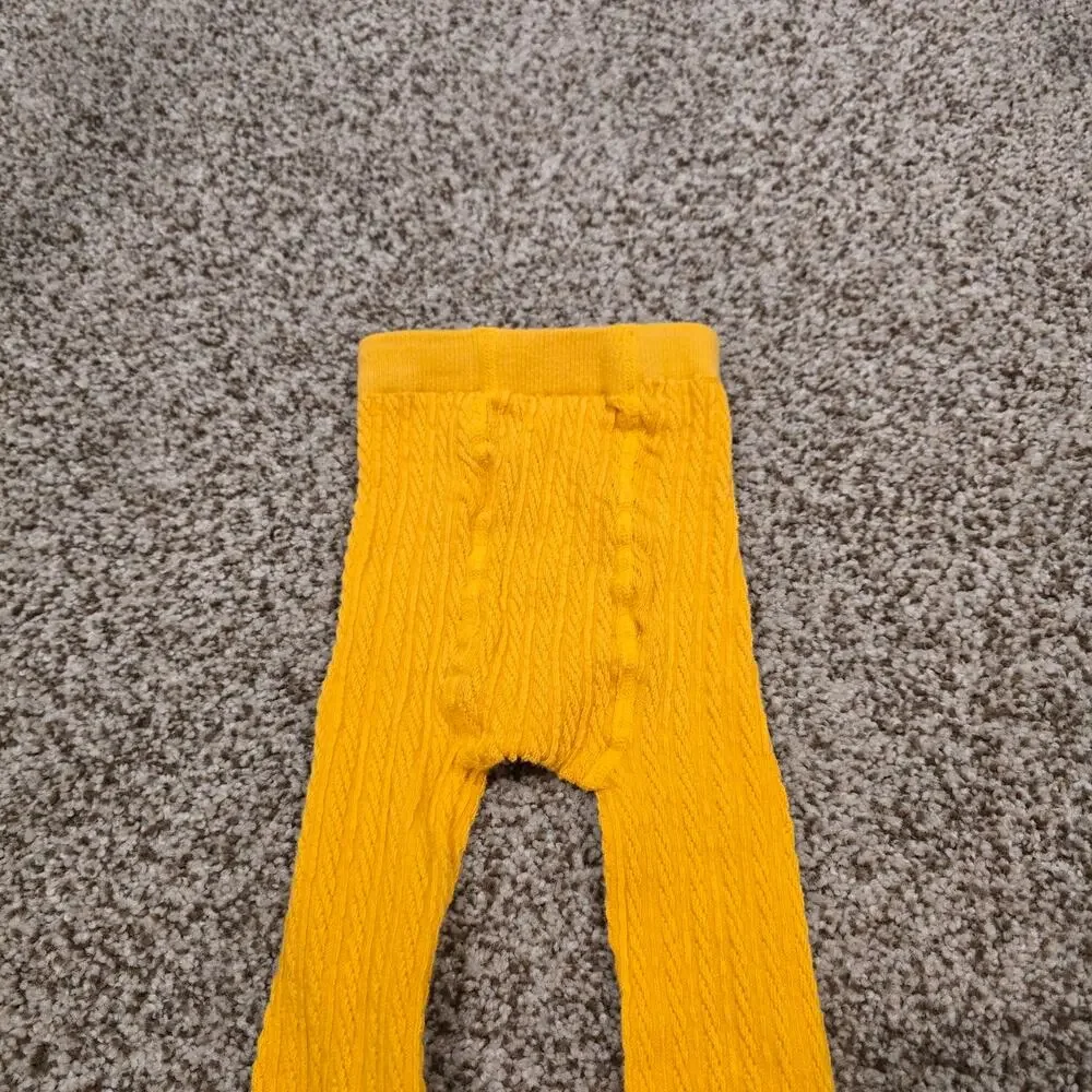 Toddler Girl Ruffle Butts Golden Yellow Knit Footless Tights | Size 2T-4T